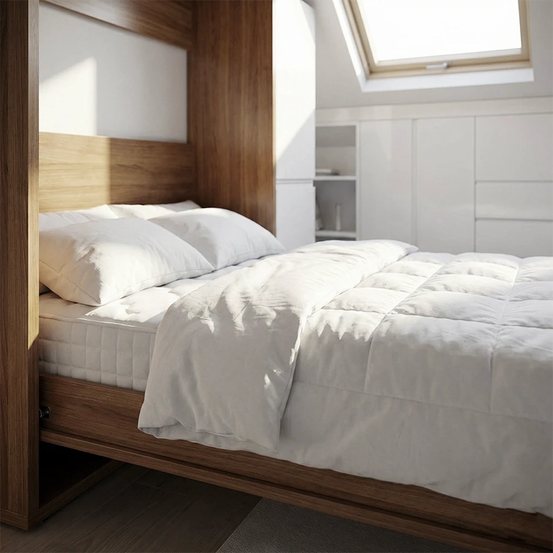 Wall Bed or Sofa Bed: Sleep on a Real Mattress You can use a standard Single, Double, Queen, or King mattress from any brand you trust for your wall bed