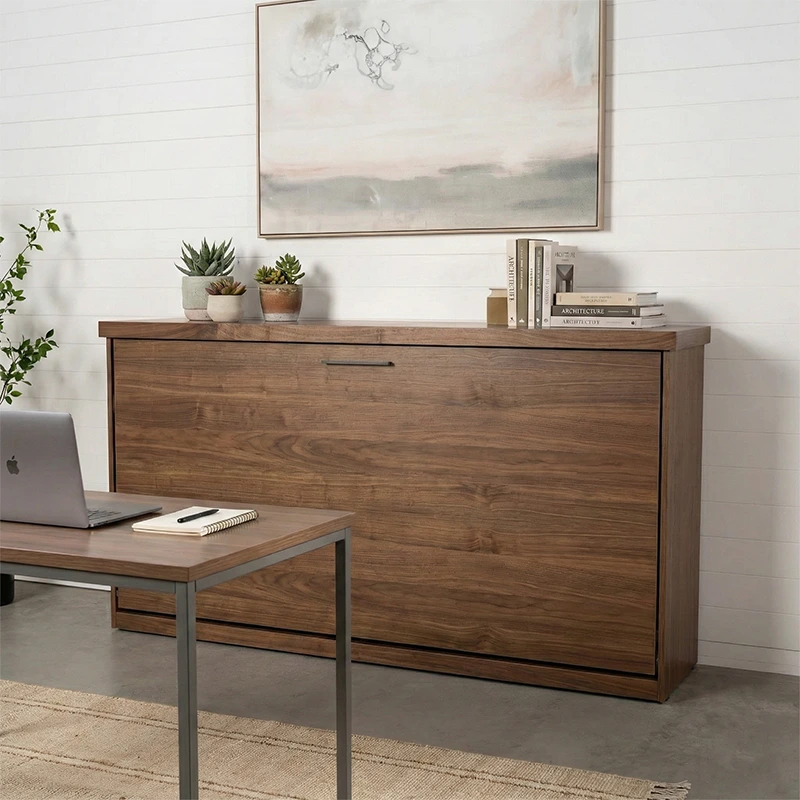 Horizontal or Vertical Wall Bed: Montreal Fit? Closed horizontal Murphy bed styled as a home office credenza.