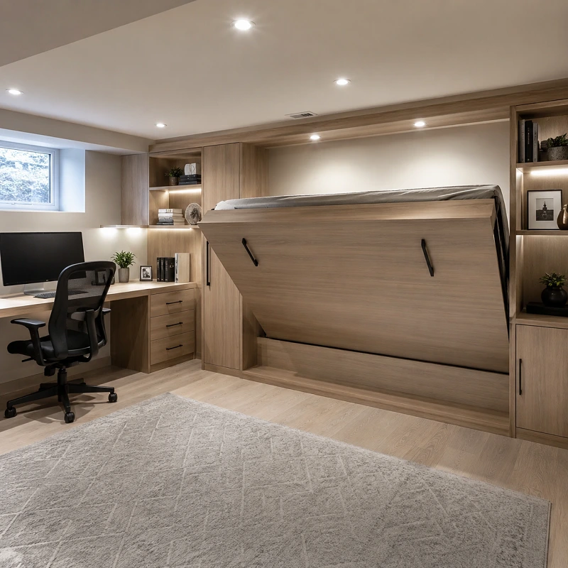 Easy Small Home Office with DIY Wall Bed Wall bed The Custom Wood Facade